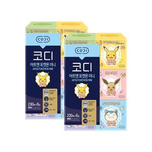 코디 아트앤 포켓몬 미니티슈 230매, 6입, 2개