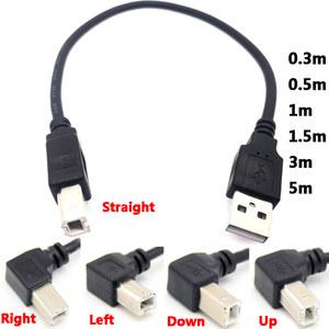오른쪽 유형 150CM BM 각도 50CM USB 남성 스캐너 케이블 아래 90도 왼쪽 프린터