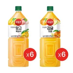 과일촌 감귤자몽 2.0PET X6개+과일촌 망고복숭아 2.0PET X6개