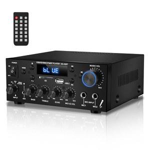 DAAKRO KS-33BT 2.0CH 스테레오 오디오 홈 MAX 수신기(액티브 5.0 하이파이 시어터, 서브우퍼 출력, 블루투스 앰프, 앰프 RMS 노래방용 60W, 200W, 앰프(ECHO /MIC /USB /SD /AUX /FM 포함),