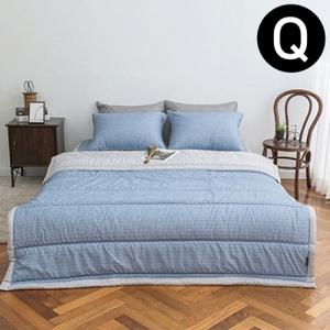 해피니 드리즐 소프트마이크로 간절기 이불 베개커버세트 퀸 Q (블루) (베개솜 별매)