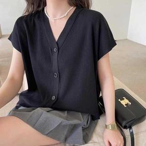 [셀러허브]여자 여름 엣지출근 룩 직장인 반팔 가디건 조끼 베스트 (S31587249)