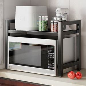 전자레인지 선반 2단 거치대 변형없는 탄소강소재 너비조절 블랙 화이트