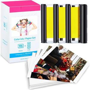 Canon Selphy CP1500 CP1300 CP1200 무선 포토 프린터용 KP-108 엽서 크기 잉크/종이 세트로 휴대용 인쇄
