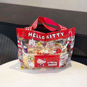 hellokitty 핸드백 작은 가방 학생 대용량 여행 경량 통근 투명 토트백 숄더백 쇼퍼백