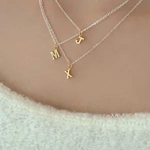 (925 Silver) Combi initial necklace-WF00325