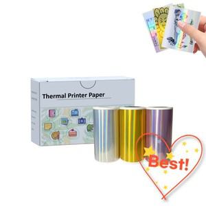 Phomemo/PeriPage 프린터 저널 사진 노트 DIY 공예 스티커 용 53mm 홀로그램 감열지 실버/퍼플/골드