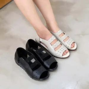 제이시 3cm 소가죽 발볼넓은 엄마 통굽 여름샌들 S124