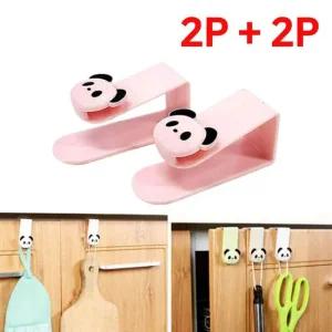 싱크대문걸이수납 2P+2P 다용도 팬더(색상랜덤) 싱크대 문걸이 고리 주