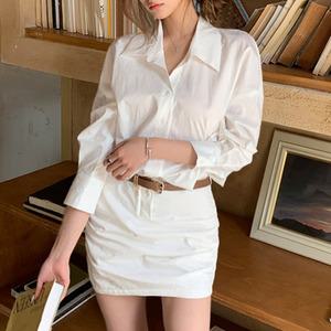 [대박난박양]아이보리 셔츠 미니 원피스/여성의류/오피스룩/데일리룩/유니크룩/빅사이즈