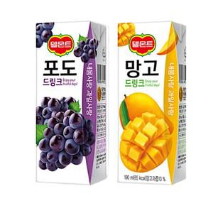 델몬트 포도 + 망고 드링크 팩주스 190ml 각24팩 X 48개