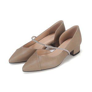 [BABARA][본사운영] 바바라 소가죽 보석줄 사이드오픈 여성키튼힐 3.5cm_BZG503GY