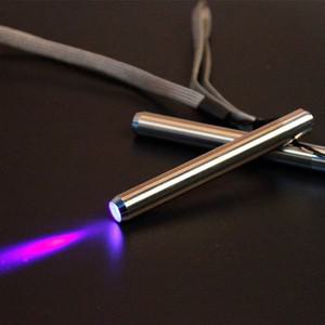 휴대용 LED 스테인레스 스틸 램프 395/365 UV 손전등 토치 마커 검사기 감지 울트라 바이올렛 미니 라이트