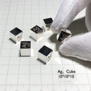 1 개 99.9% 순은 순은 Ag 10mm 큐브 조각 원소 주기율표 광택 모델 전체 거울 버전