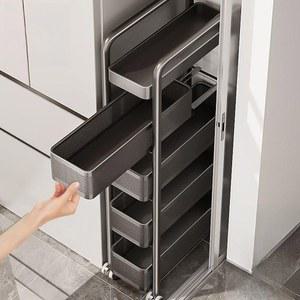 서랍형 세탁실 다층 이동선반 펜트리 투명 13cm 바퀴달린 철제 슬라이드 우유
