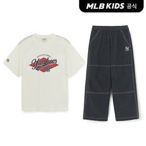 [MLB키즈 공식] 25SS 스트릿 반팔, 우븐팬츠 세트 NY (Cream) 7AS1B4153-50CRS
