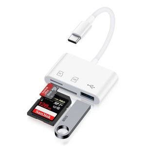 애플 16 프로 맥스/16 프로/16 플러스/16/15 맥스/15 플러스/15 프로/15 3-IN-1 타입 C TF MICROSD 카드 리더 동글 어댑터 IPAD PRO/MAC/카메라용 IPHONE 16E USB-C SD