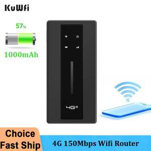 KUWFI 모바일 와이파이 휴대용 라우터 RJ45 CAT4 안테나 포트 WPS 10000MAH 여행 야외 포켓 LTE TS9 핫스팟