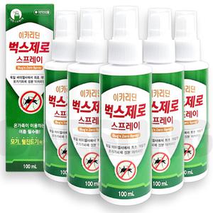 벅스제로 스프레이 100ml X5개 모기 털 진드기 퇴치제 기피제 이카리딘 최신형
