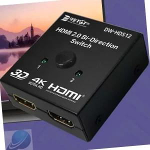 에스월드 HDMI 2.0 선택기 2:1 양방향 지원 버튼식 DW-HDS12 영상선택기 HDMI셀렉터 모니터전환기