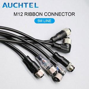 PVC LED 센서 케이블 커넥터, A 타입 소켓 플러그, 방수 수 및 암 직선 각도 플랜지, 5m 라인 M12 4 5 핀, IP67