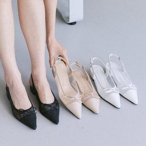 [비비오]발편한 리본슬링백 스틸레토 여름 메쉬 슬링백구두