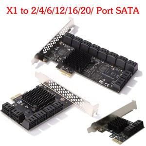 PC 확장 카드용 마이닝 컨트롤러 PCIe to SATA III 컨버터 라이저 어댑터 6Gb PCI Express 20 포트 16 12/6