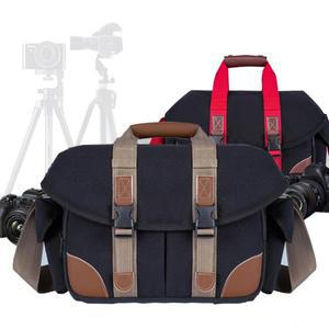 Canon Nikon Sony SLR 카메라 렌즈 사진 액세서리 가방 용 구획이있 내마모성 캔버스 숄더 백