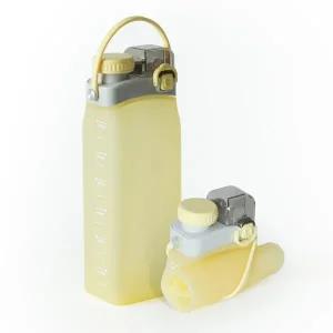 플래티넘 실리콘 물병 접이식 롤업 텀블러 물통 600ml (옐로우) / 빨대텀블러 휴대용 물통