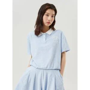 [르꼬끄](강남점)[이월][60% OFF] 테리 크롭 폴로 카라 티셔츠 GBL / QQ222TTS55
