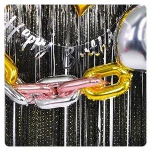 PWM-DK 파티장식은박수술커튼(스타프린트블랙)반짝이