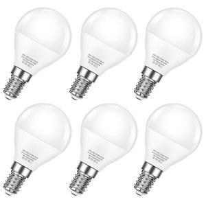 에바스타리 천장 선풍기 전구, 60W 동급 E12 LED 초밝은 6W 일광 5000K 소형 베이스 G45/A15형 캔델라브라 샹들리에용, 선풍기, 비감쇠식, 85-265V, 6팩