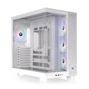 써멀테이크 뷰 380 XL TG ARGB, 4x120mm ARGB 라이트 팬 포함, 360mm 라디에이터 지원, 420mm GPU 클리어런스, 숨겨진 커넥터 듀얼 챔버, 스노우, CA-11E-00M6WN-AZ