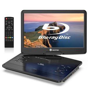 14.1인치 1080P HD 스위블 화면, 4시간 충전식 배터리를 갖춘 WONNIE 16.9인치 휴대용 블루레이 DVD 플레이어, HDMI 출력, 서라운드 오디오, 라스트 메모리, USB/SD 카드, AV 지원