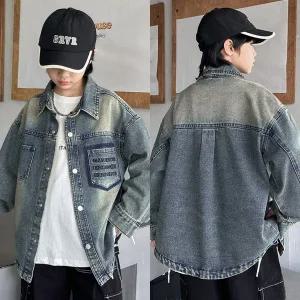 [삐삐네옷가게]주니어 남아 빈티지 포켓 데님 자켓 셔츠
