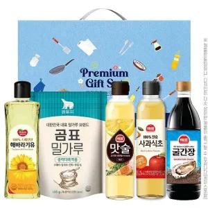 추석선물5종세트 해표 맛술 사과식초 해바라기유 굴간장 곰표밀가루 5종 명절선물 답례품