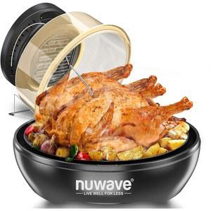Nuwave 에어프라이어 적외선 컨벡션 오븐, 신선 또는 냉동 조리, 해동 예열 없음, 360 서라운드 열, 50도에서 400도까지 100 프리셋, 50 메모리, 음식 이지뷰, PFAS 프리