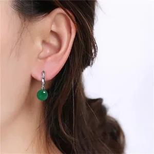 그린원석귀걸이 마노 귀고리 비취귀고리 그린마노귀걸이 S925