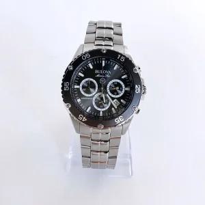 Bulova 마린 Star Men New 블랙 그레이 다이얼 쿼츠 98B401크로노그랩 시계 [세금포함] [정품] 41.5mm 패션