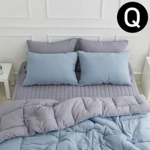 해피니 딥슬립 워싱 차렵이불 패드세트 퀸 Q (이불 블루.패드 그레이) (베개솜 별매)