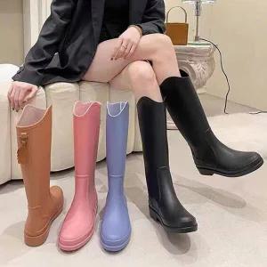 [아트박스]/옷자락 여자 둥근코 장마 키높이 장화 레인 부츠