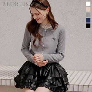 [블루레이스]리본자수 라운드넥 니트 가디건_BI5F1KC4581
