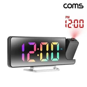 Coms 빔프로젝터 LED 디지털 알람 시계 날짜 온도 레이저