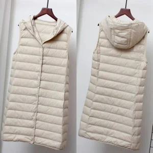 가벼운 외출복 실내복 따뜻한 경량 롱후드 조끼