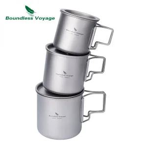 무한 항해 캠핑 머그잔 티타늄 워터 컵 차 커피 세트 1-3 인용 경량 야외 여행 Drinkware