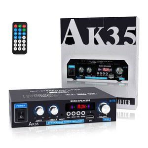 스피커용 홈 오디오 앰프 리시버 200W 블루투스 5.0 RMS 30W x 2 AK35 스테레오 2.0 채널 파워 앰프(USB/TF/MIC/AUX 입력 포함) 및 베이스 트레블 리모컨 포함