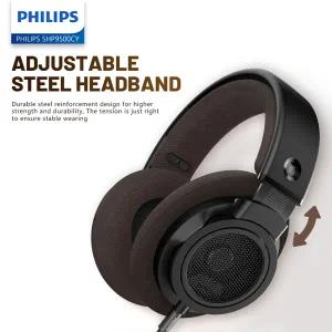 PHILIPS SHP9500CY 전문 헤드폰 및 마이크 유선 헤드폰 고음질 음질 접이식 게임용 Geadphones