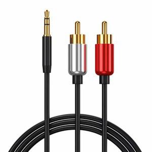 Tianle RCA 오디오 케이블, 2 포노 남성에서 3.5mm 남성 헤드폰 잭 스테레오 Y 스플리터 빨간색 및 흰색 보조 리드, 스피커, DJ 컨트롤러, 턴테이블 TV, 하이파이 앰프, 3.3피트 호환