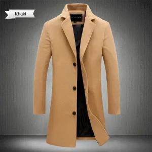 빅사이즈 조끼 4xl 5xl 6xl 7xl 8xl 9xl 남성 롱 코튼 코트 2025 가을 겨울 울 혼방 단색 무지 비즈니스 캐