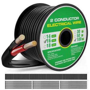 16 게이지 2 도체 전선, AWG 순수 구리 케이블 연선 PVC 코드 100FT, 12V 24V 저전압 유연 연장 16/2 LED 조명 조경 자동차 전자기기용 와이어